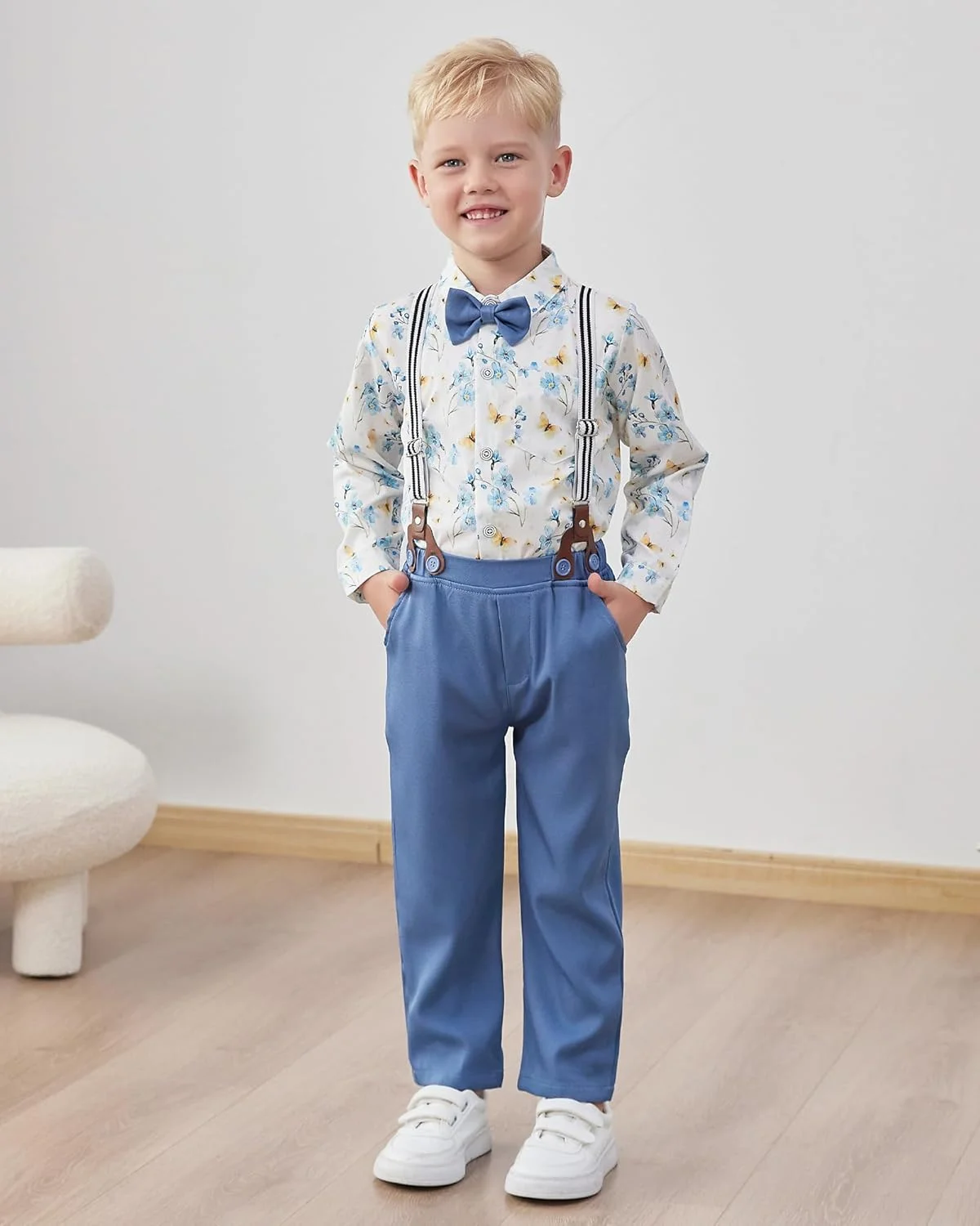 ست لباس پسرانه رسمی WESIDOM، پیراهن مجلسی + پاپیون + جلیقه + گل سینه + شلوار، ست لباس جنتلمن پسرانه برای عروسی