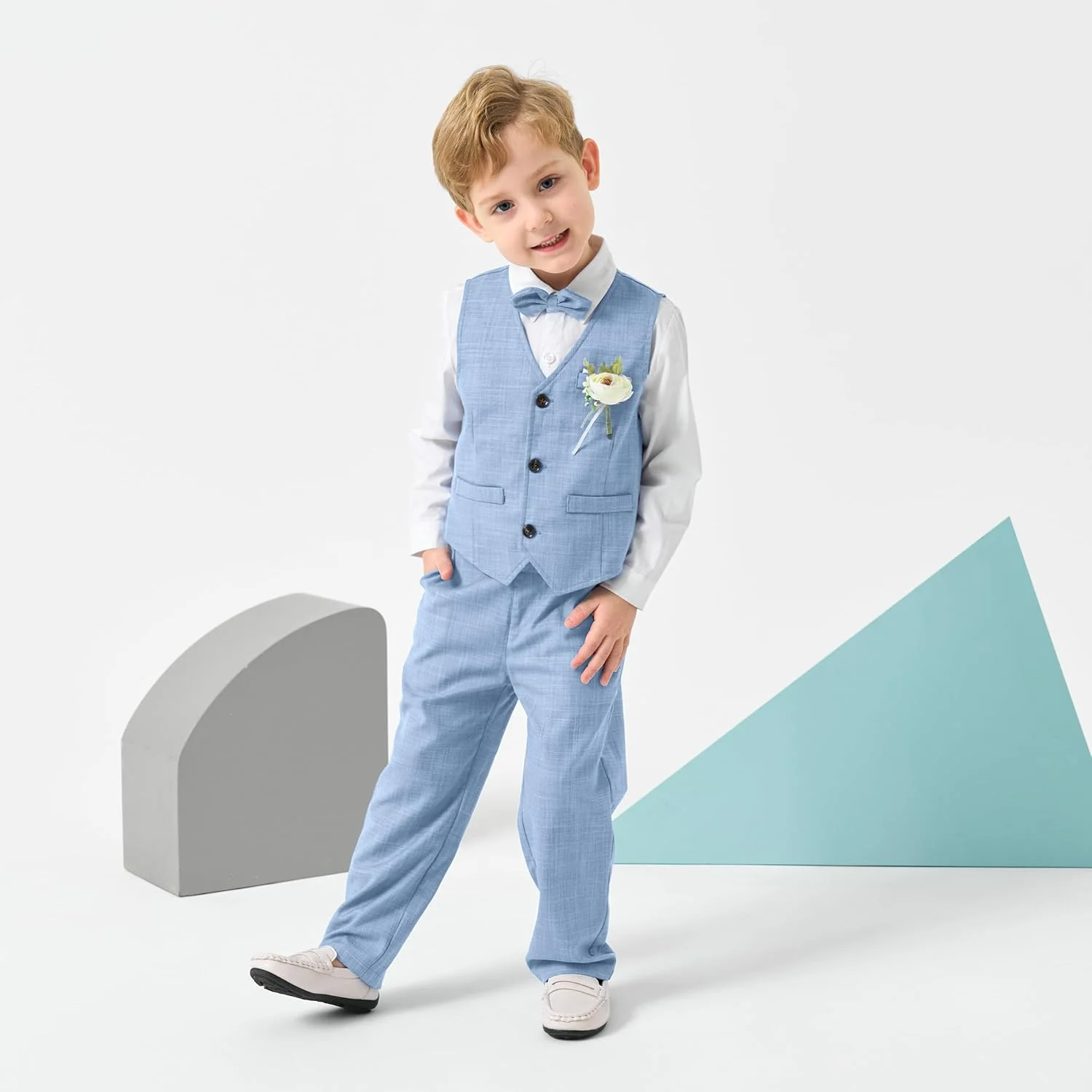 ست لباس رسمی عروسی پسرانه Volunboy، شامل جلیقه پاپیونی، پیراهن، شلوار مناسب مهمانی