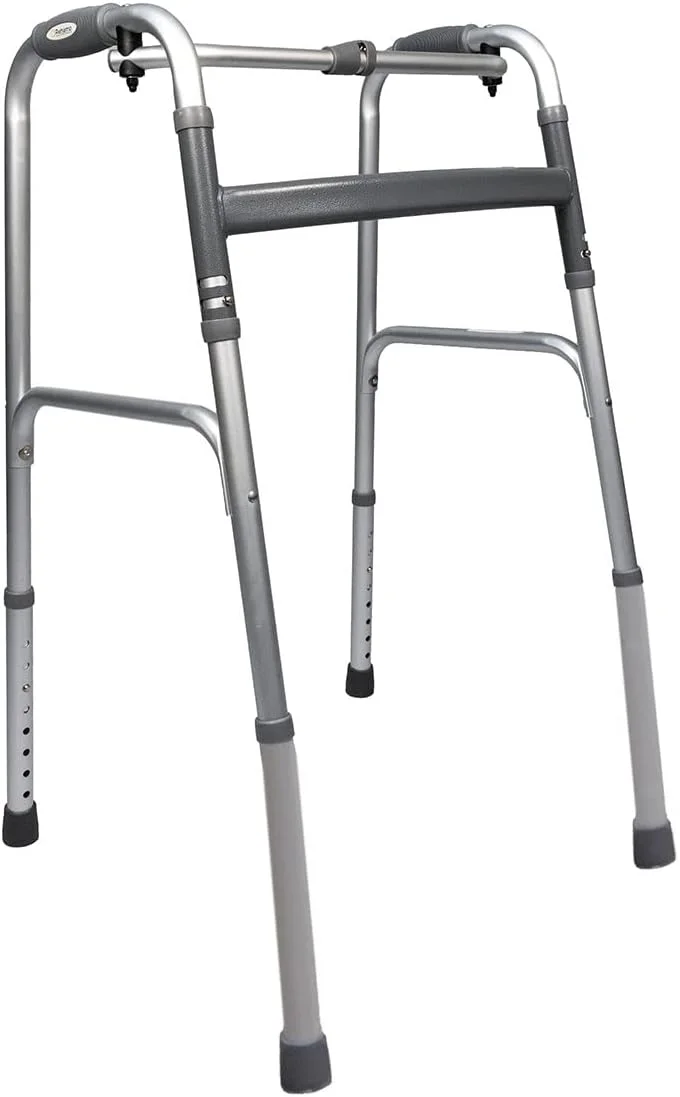 واکر آلومینیومی تاشو سبک وزن Rehamo بدون چرخ | قابل حمل و تاشو برای سالمندان، بزرگسالان، بیماران و افراد معلول | واکر پزشکی داخلی و خارجی بدون چرخ