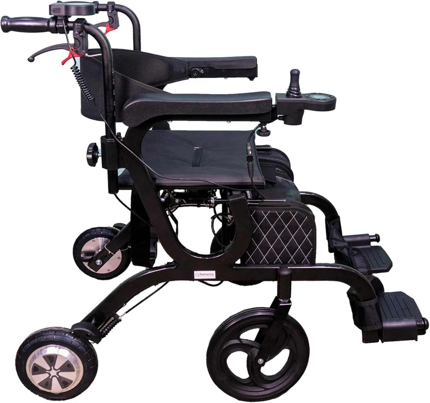 واکر رولیتور برقی تاشو چند منظوره Rehamo با ترمز | فریم آلومینیومی بادوام | واکر رولیتور قابل تنظیم برای سالمندان و افراد مسن | ظرفیت وزنی 136 کیلوگرم، رنگ مشکی