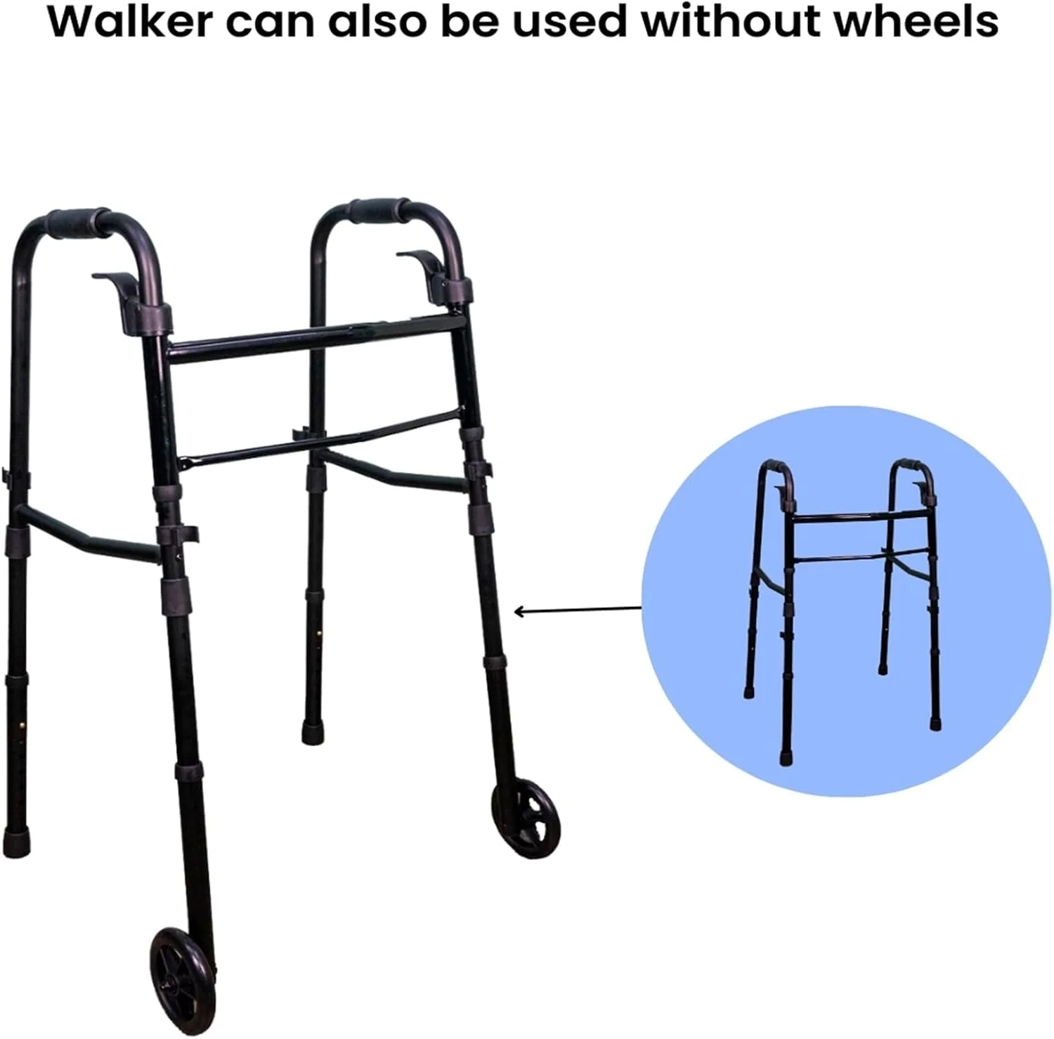 واکر تاشو سبک وزن با قابلیت تنظیم ارتفاع Rehamo برای سالمندان، بزرگسالان و بیماران | آلومینیومی با چرخ | مناسب استفاده در فضای باز و داخل خانه | مسافرتی - مشکی واکر تاشو سبک وزن با قابلیت تنظیم ارتفاع Rehamo برای سالمندان، بزرگسالان و بیماران | آلومینیومی با چرخ | مناسب استفاده در فضای باز و داخل خانه | مسافرتی - مشکی