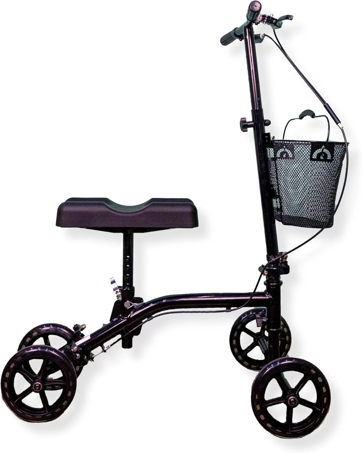 اسکوتر زانو تاشو Rehamo (دسته کروم) با ترمز دستی برای سالمندان، معلولان، بزرگسالان و افراد مسن | اسکوتر زانو تاشو برای پای شکسته، آسیب دیدگی مچ پا، جراحی پا | اسکوتر واکر پزشکی