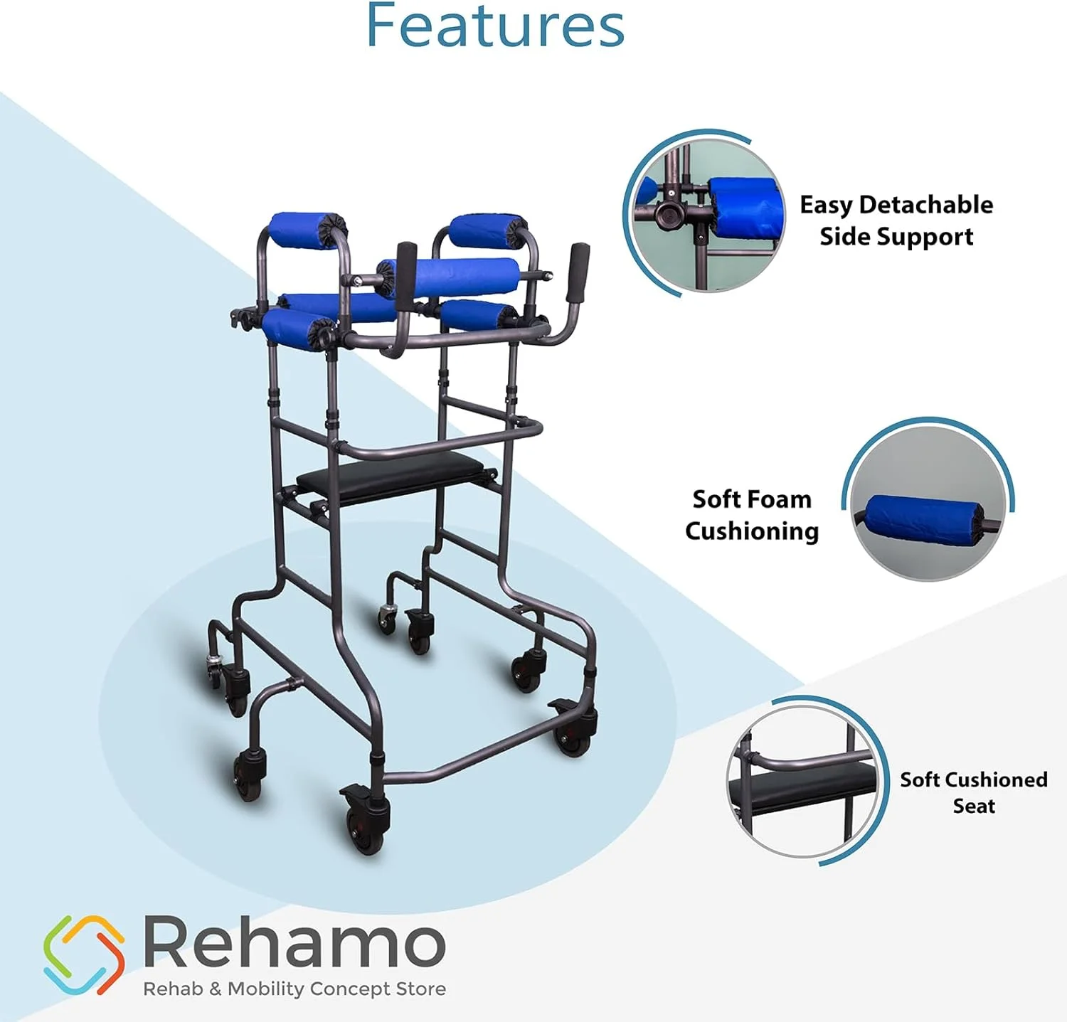 واکر توانبخشی همی پلژی رهامو با قابلیت تنظیم ارتفاع، واکر 8 چرخ برای سالمندان، دارای تکیه گاه اسفنجی، ارتفاع قابل تنظیم، ضد برگشت، آموزش راه رفتن توانبخشی واکر توانبخشی همی پلژی رهامو با قابلیت تنظیم ارتفاع، واکر 8 چرخ برای سالمندان، دارای تکیه گاه اسفنجی، ارتفاع قابل تنظیم، ضد برگشت، آموزش راه رفتن توانبخشی