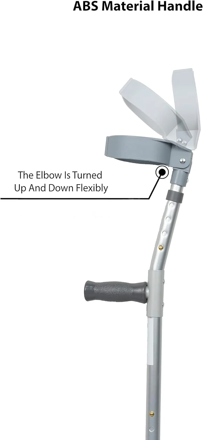 عصای زیر بغل متحرک Rehamo برای سالمندان، معلولان و افراد مسن - سایز L - قد 1.80-2 متر | عصاهای آلیاژ آلومینیوم قابل تنظیم برای جراحی مچ پا | عصاهای پزشکی برای شکستگی مچ پا و پا | 1 عدد