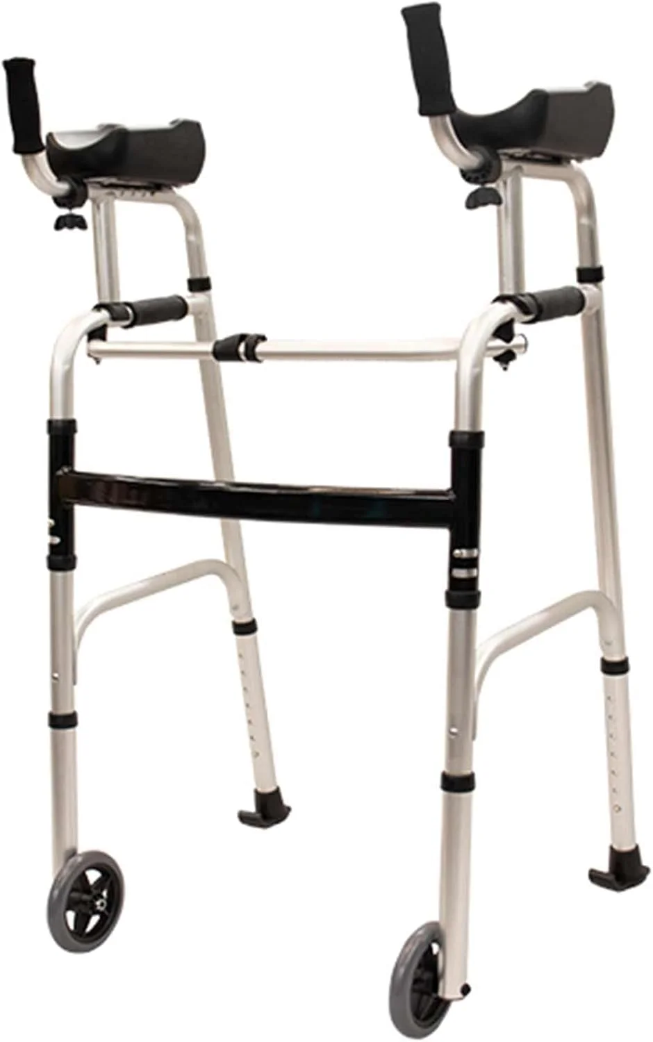 واکر Rehamo با پشتیبانی ساعد | واکر تاشو و مقاوم برای سالمندان، بزرگسالان، افراد مسن، معلولان، افراد ناتوان و پیر | آلومینیومی و قابل تنظیم ارتفاع برای استفاده در داخل و خارج از منزل