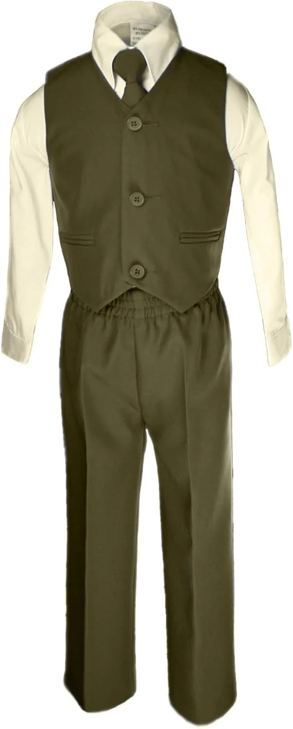 ست کت و شلوار رسمی 4 تکه پسرانه Unotux، جلیقه و کراوات سبز زیتونی، مناسب نوزاد تا 4 سال، سبز زیتونی، 2 سال ست کت و شلوار رسمی 4 تکه پسرانه Unotux، جلیقه و کراوات سبز زیتونی، مناسب نوزاد تا 4 سال، سبز زیتونی، 2 سال