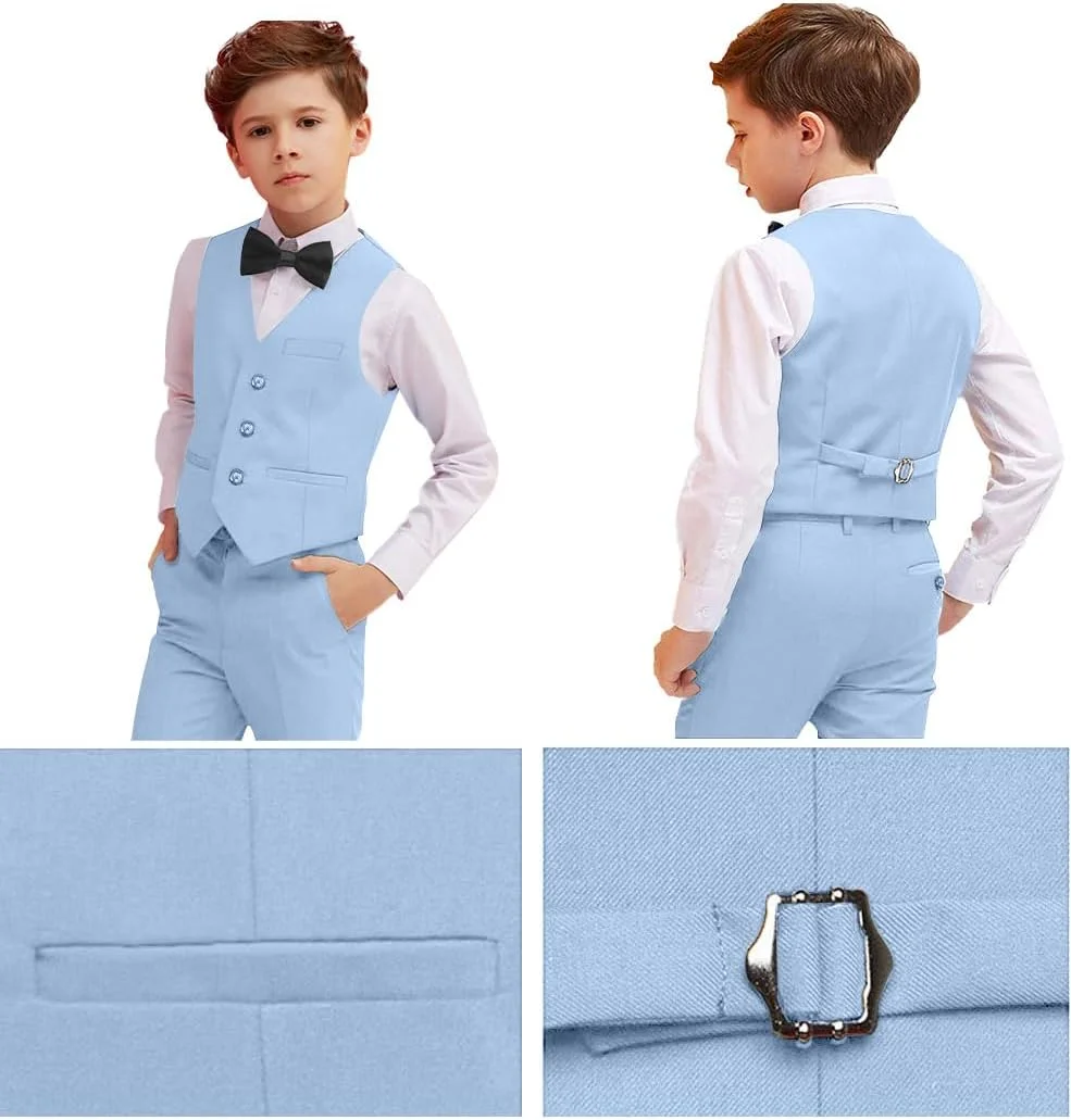 ست کت و شلوار 5 تکه پسرانه، مدل Slim Fit، مناسب برای کودکان، ست رسمی، لباس ساقدوش عروسی ست کت و شلوار 5 تکه پسرانه، مدل Slim Fit، مناسب برای کودکان، ست رسمی، لباس ساقدوش عروسی