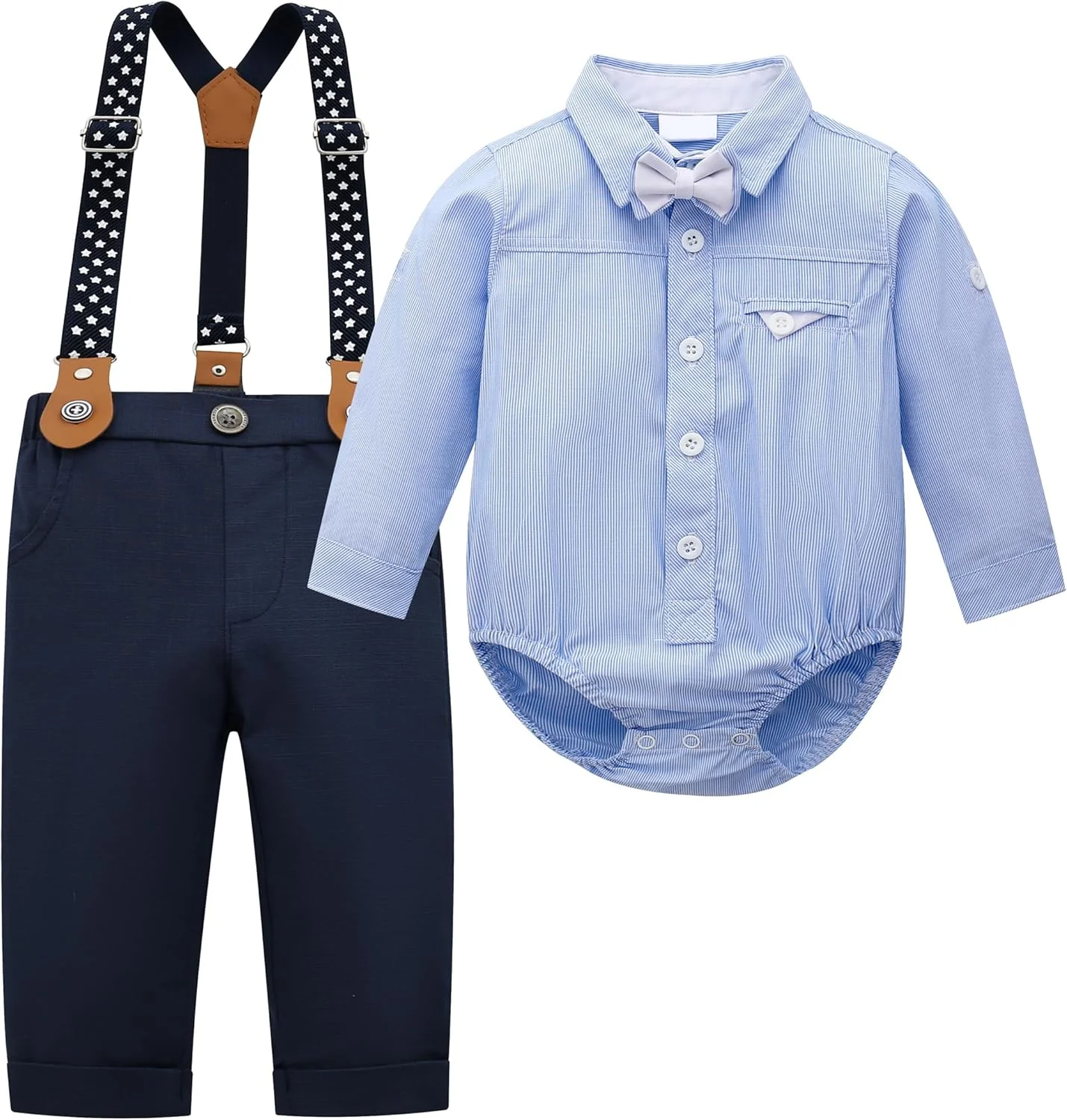 ست کت و شلوار پسرانه TriHDsArt شامل جلیقه، پیراهن آستین کوتاه با پاپیون و شلوار