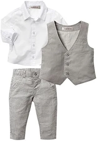 stylesilove لباس رسمی نوزادی پسرانه شامل پیراهن، جلیقه و شلوار 3 تکه، خاکی، سایز 2-3T stylesilove لباس رسمی نوزادی پسرانه شامل پیراهن، جلیقه و شلوار 3 تکه، خاکی، سایز 2-3T