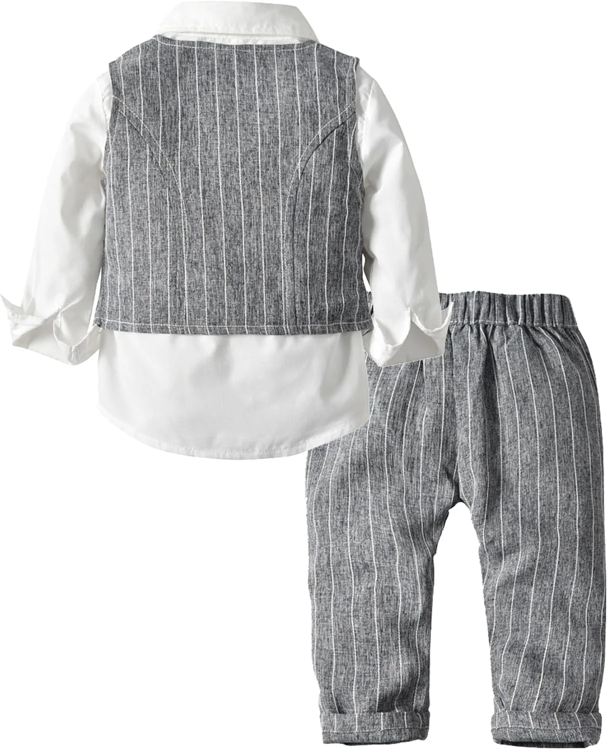 ست لباس پسرانه نوپا، لباس جنتلمن پسرانه شامل پیراهن رسمی + جلیقه + شلوار + پاپیون 1-5 سال ست لباس پسرانه نوپا، لباس جنتلمن پسرانه شامل پیراهن رسمی + جلیقه + شلوار + پاپیون 1-5 سال