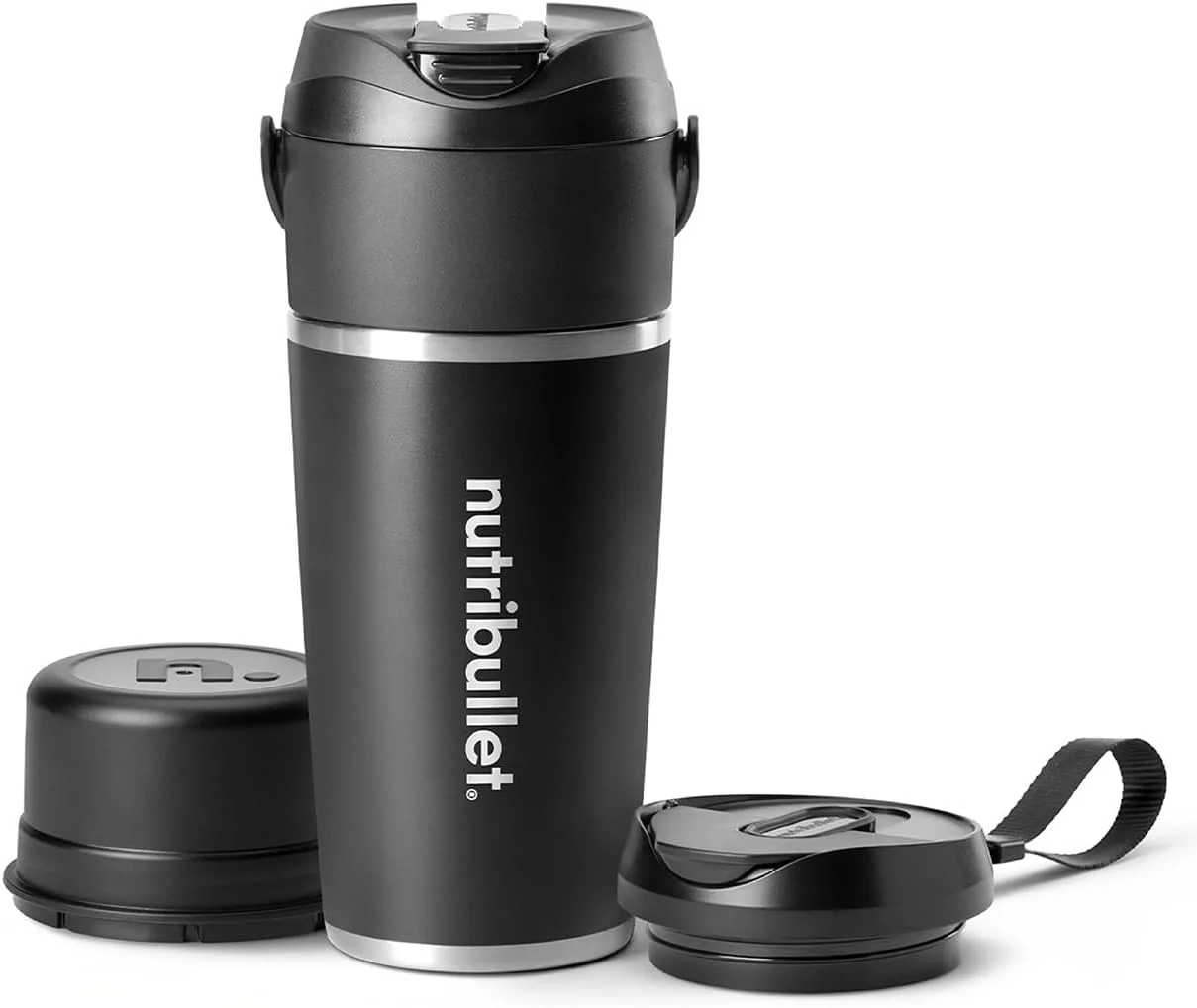 مخلوط کن قابل حمل نوتری بولت فلیپ با لیوان عایق (590 میلی لیتر) - لیوان خنک کننده 24 ساعته - موتور گشتاور بالای 11.1 ولت برای مخلوط کردن میوه های یخ زده، آجیل و یخ برای اسموتی و آبمیوه - باتری بادوام و قابل شارژ