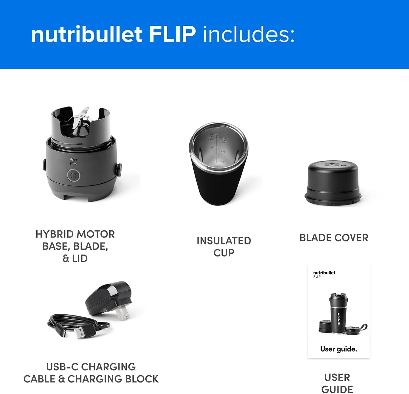 مخلوط کن قابل حمل نوتری بولت فلیپ با لیوان عایق (590 میلی لیتر) - لیوان خنک کننده 24 ساعته - موتور گشتاور بالای 11.1 ولت برای مخلوط کردن میوه های یخ زده، آجیل و یخ برای اسموتی و آبمیوه - باتری بادوام و قابل شارژ