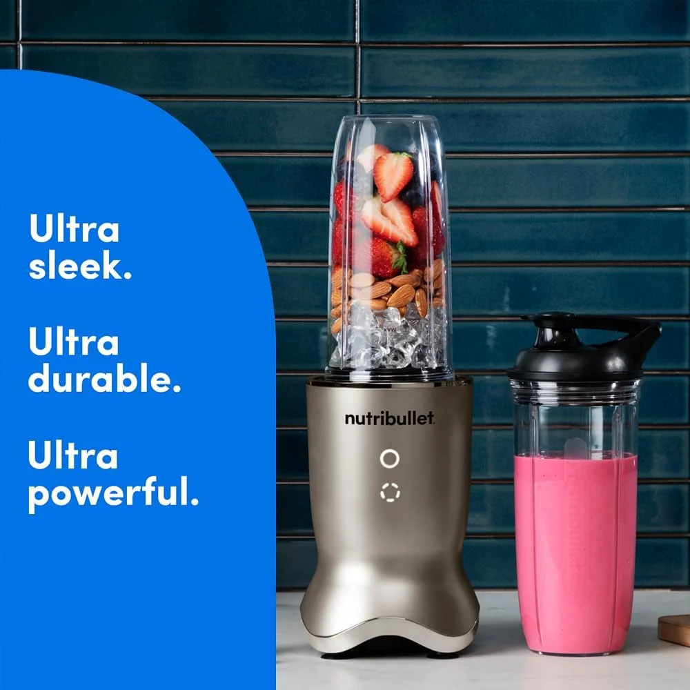 مخلوط کن پرسرعت نوتری بولت Ultra 1200W، چند منظوره، موتور بی صدا، فنجان های Tritan™ Renew، تیغه های استخراج سریع، بدون BPA، مقاوم در برابر شکستن، رابط Glow، NBU-500SS، SS، 2 سال گارانتی مخلوط کن پرسرعت نوتری بولت Ultra 1200W، چند منظوره، موتور بی صدا، فنجان های Tritan™ Renew، تیغه های استخراج سریع، بدون BPA، مقاوم در برابر شکستن، رابط Glow، NBU-500SS، SS، 2 سال گارانتی