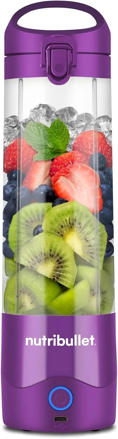 مخلوط کن دستی نوتری بولت، مخلوط کن دستی، 475 میلی لیتر، بدون BPA، مینی میکسر، میکسر چند منظوره، شارژر USB-C، بیش از 15 چرخه مخلوط کردن، بنفش، NBP003PU