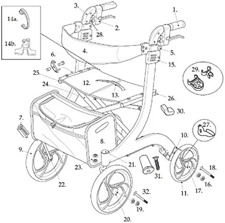 قطعات یدکی رولیتور آلومینیومی نیترو درایو مدیکال، ارتفاع بلند - (8. مجموعه دوشاخ/چرخ جلو - راست - شماره سریال های 2A1606301542 و بالاتر) قطعات یدکی رولیتور آلومینیومی نیترو درایو مدیکال، ارتفاع بلند - (8. مجموعه دوشاخ/چرخ جلو - راست - شماره سریال های 2A1606301542 و بالاتر)