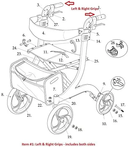 دستگیره های چپ و راست Drive Medical برای رولیتور نیترو، مدل 10266 - 1 جفت دستگیره های چپ و راست Drive Medical برای رولیتور نیترو، مدل 10266 - 1 جفت