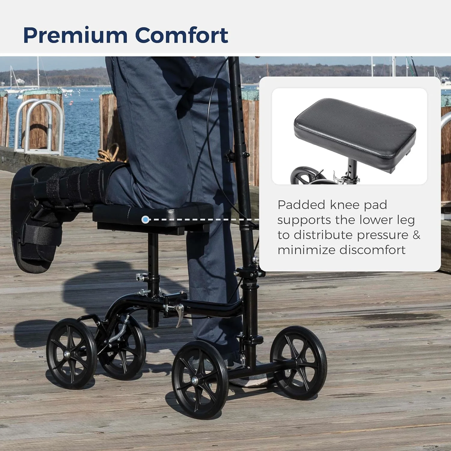 اسکوتر زانو و ساق پا تاشو و فرمان پذیر درایو مدیکال، مشکی اسکوتر زانو و ساق پا تاشو و فرمان پذیر درایو مدیکال، مشکی