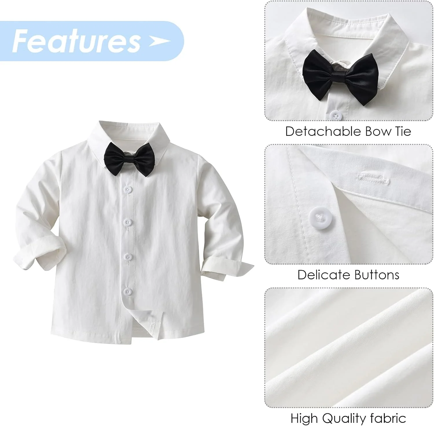 ست کت و شلوار رسمی نوزادی SEAUR، لباس تاکسیدو جنتلمن برای عروسی، ست 4 تکه لباس رسمی با شلوار، جلیقه، پیراهن برای نوزاد پسر، بژ، سایز 100 (1-2 سال)