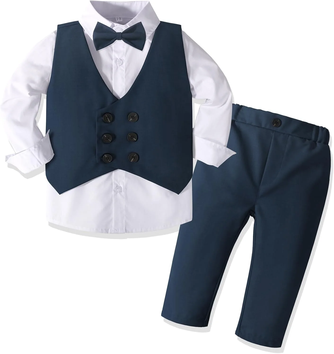 ست کت و شلوار پسرانه Nwada، پیراهن رسمی با پاپیون، جلیقه و شلوار باریک، لباس مجلسی پسرانه