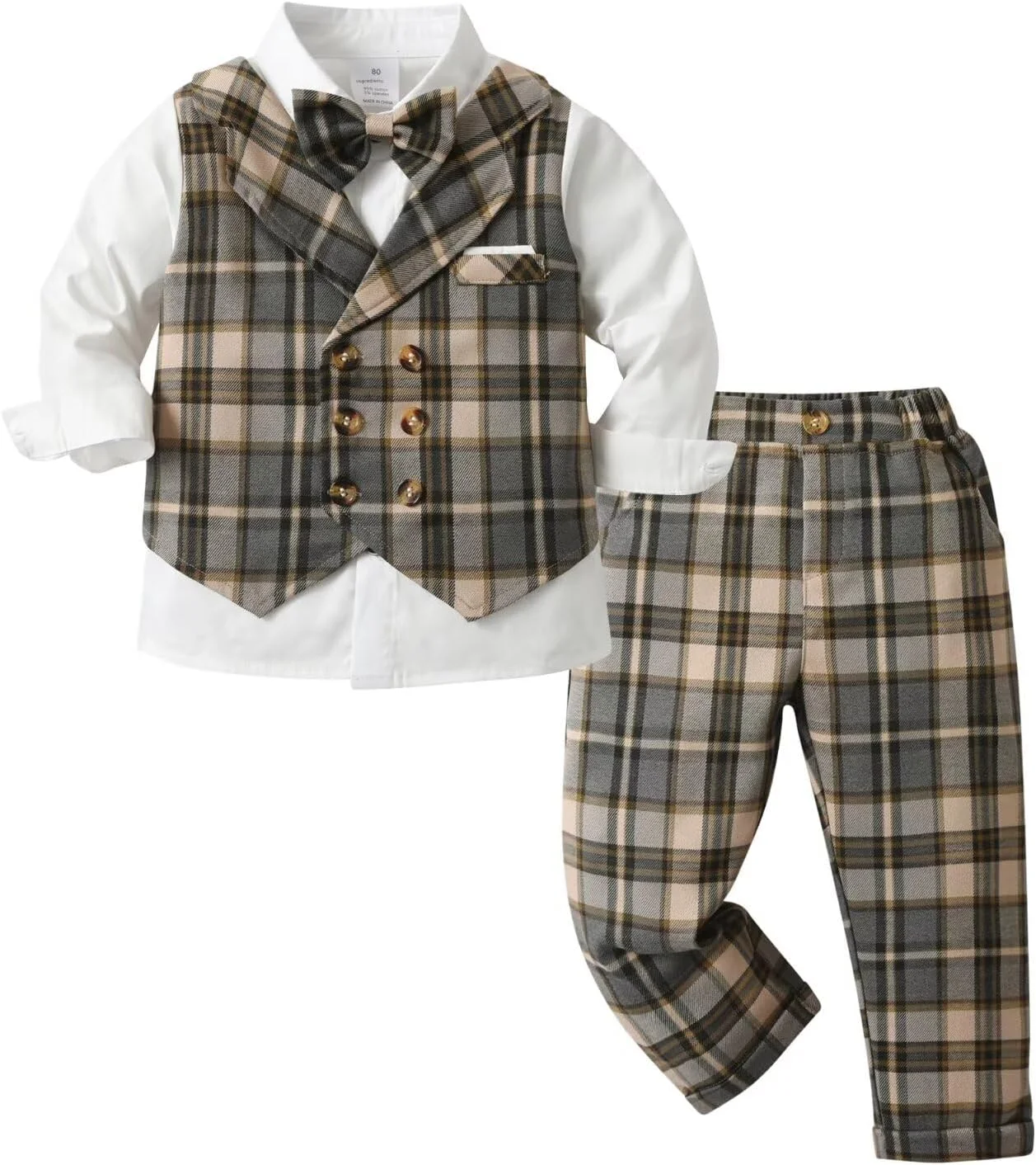ست لباس سه تکه پسرانه نوزادی PureMilk طرح جلیقه، مناسب استایل جنتلمن، سایز 6 ماه تا 4 سال