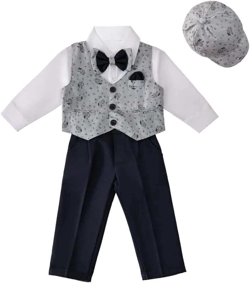 ست لباس رسمی نوزاد پسر Lito Angels مناسب مهمانی عروسی شامل جلیقه، کت و شلوار به همراه کلاه، سایز 3-6 ماه، آبی