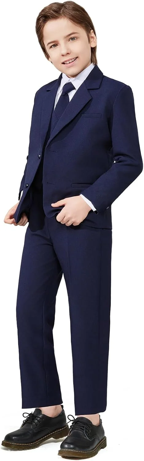 ست کت و شلوار رسمی 5 تکه پسرانه Luca Gabriel، مدل کلاسیک، بدون دم، رنگ خاکی، به همراه کراوات و جلیقه ست کت و شلوار رسمی 5 تکه پسرانه Luca Gabriel، مدل کلاسیک، بدون دم، رنگ خاکی، به همراه کراوات و جلیقه