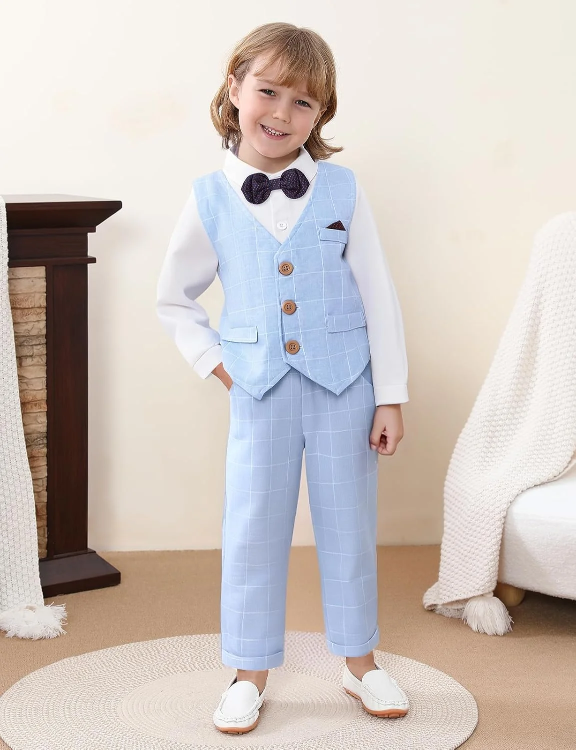 ست کت و شلوار جنتلمن پسرانه نعنایی، پیراهن آستین بلند با پاپیون + جلیقه + شلوار، سایز: 1-4 سال ست کت و شلوار جنتلمن پسرانه نعنایی، پیراهن آستین بلند با پاپیون + جلیقه + شلوار، سایز: 1-4 سال