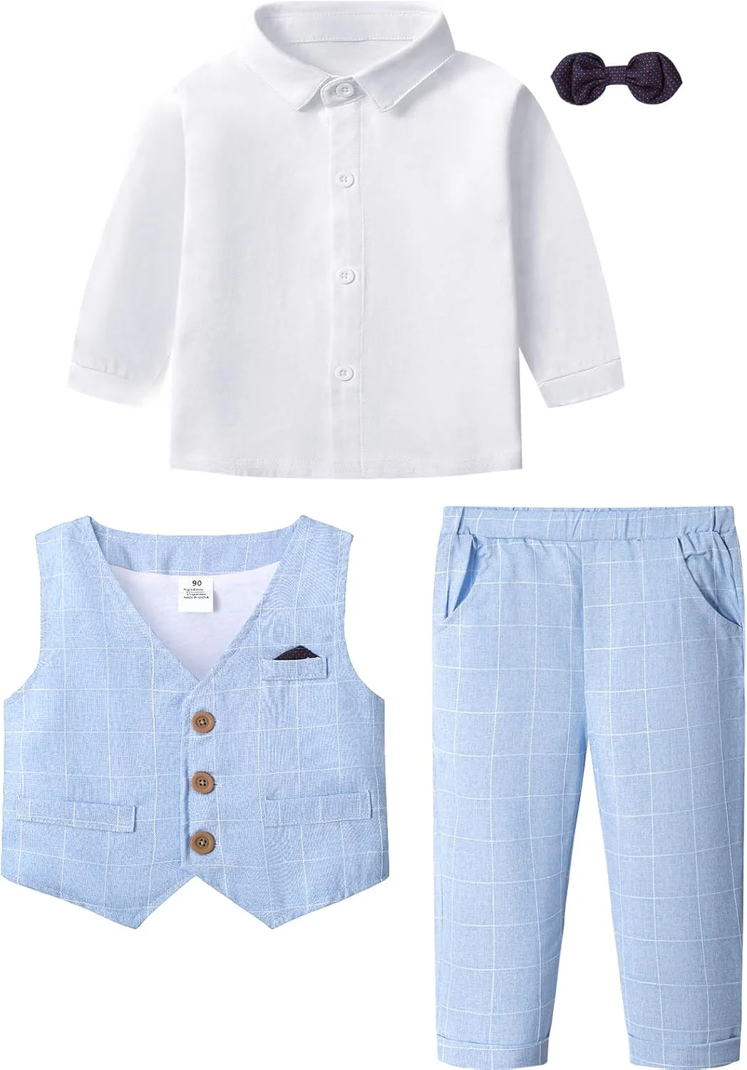 ست کت و شلوار جنتلمن پسرانه نعنایی، پیراهن آستین بلند با پاپیون + جلیقه + شلوار، سایز: 1-4 سال ست کت و شلوار جنتلمن پسرانه نعنایی، پیراهن آستین بلند با پاپیون + جلیقه + شلوار، سایز: 1-4 سال