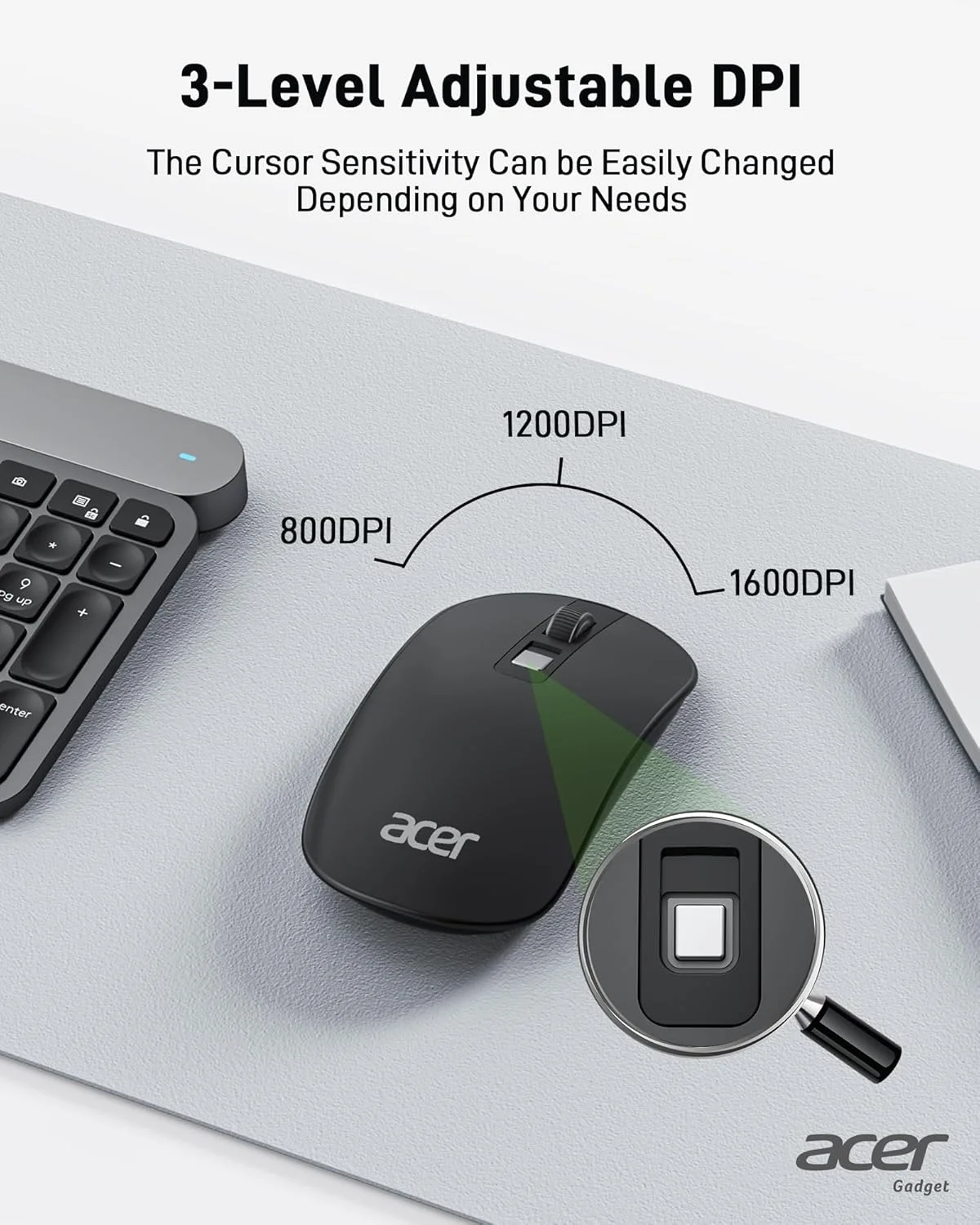 موس بی سیم ایسر، موس قابل حمل 2.4 گیگاهرتزی با گیرنده USB، موس کامپیوتر قابل حمل با DPI قابل تنظیم 800/1200/1600 با 4 دکمه، موس بی سیم تخت برای لپ تاپ، مک بوک، دسکتاپ، کامپیوتر موس بی سیم ایسر، موس قابل حمل 2.4 گیگاهرتزی با گیرنده USB، موس کامپیوتر قابل حمل با DPI قابل تنظیم 800/1200/1600 با 4 دکمه، موس بی سیم تخت برای لپ تاپ، مک بوک، دسکتاپ، کامپیوتر