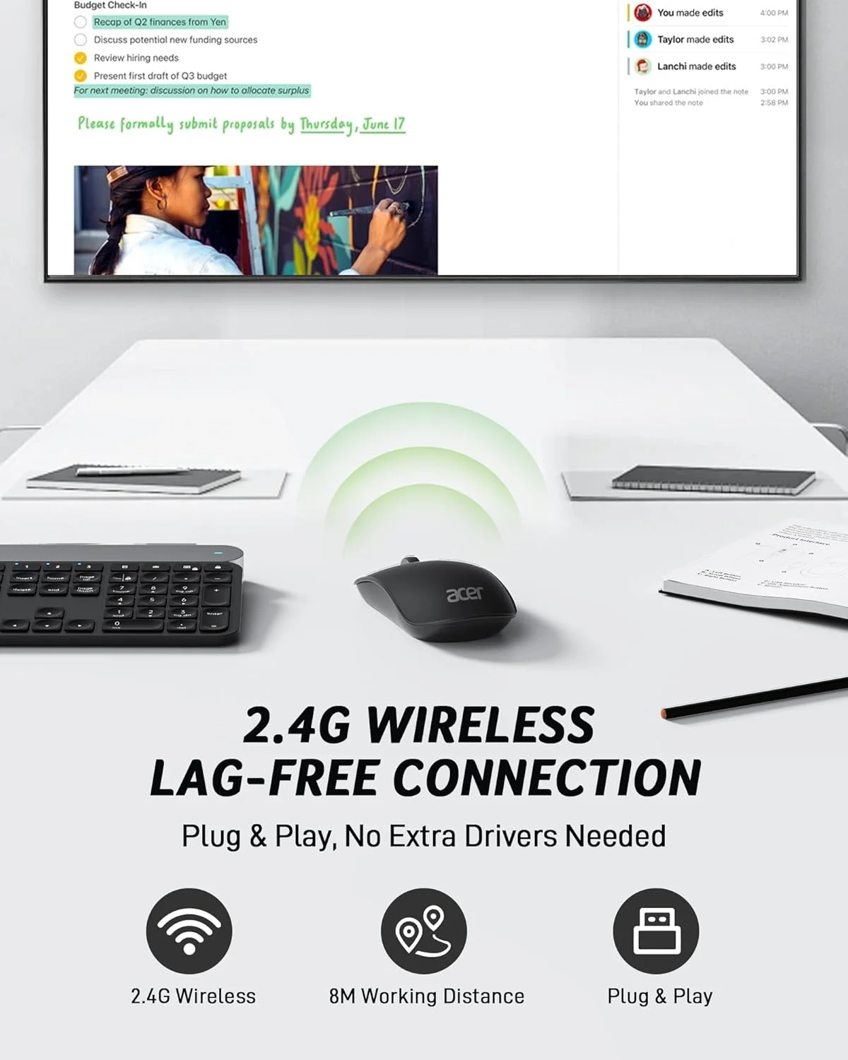 موس بی سیم ایسر، موس قابل حمل 2.4 گیگاهرتزی با گیرنده USB، موس کامپیوتر قابل حمل با DPI قابل تنظیم 800/1200/1600 با 4 دکمه، موس بی سیم تخت برای لپ تاپ، مک بوک، دسکتاپ، کامپیوتر موس بی سیم ایسر، موس قابل حمل 2.4 گیگاهرتزی با گیرنده USB، موس کامپیوتر قابل حمل با DPI قابل تنظیم 800/1200/1600 با 4 دکمه، موس بی سیم تخت برای لپ تاپ، مک بوک، دسکتاپ، کامپیوتر