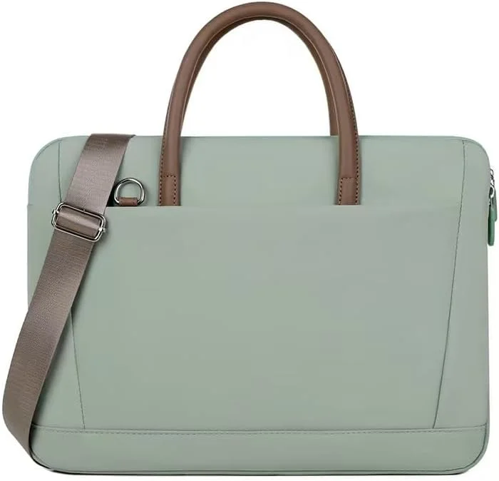 کیف لپ تاپ زنانه، کیف شانه ای 15.6 اینچی، کیف آستین لپ تاپ ضد آب، کیف کار اداری تجاری، کیف دستی کامپیوتر (سبز)