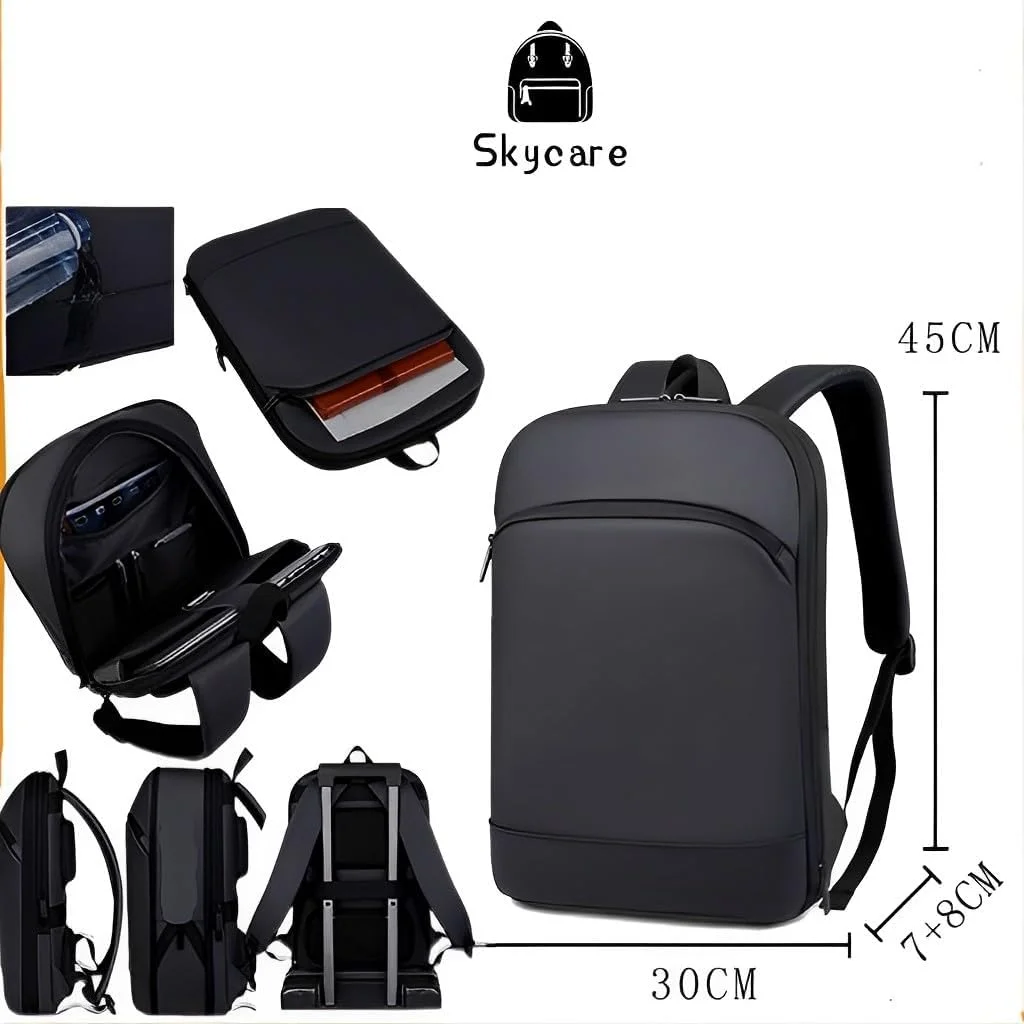 کوله پشتی لپ تاپ 15.6 اینچی تجاری سبک Skycare برای مردان، چند جیبی، دارای پورت شارژ USB، مناسب برای تجارت، مسافرت، دانشگاه
