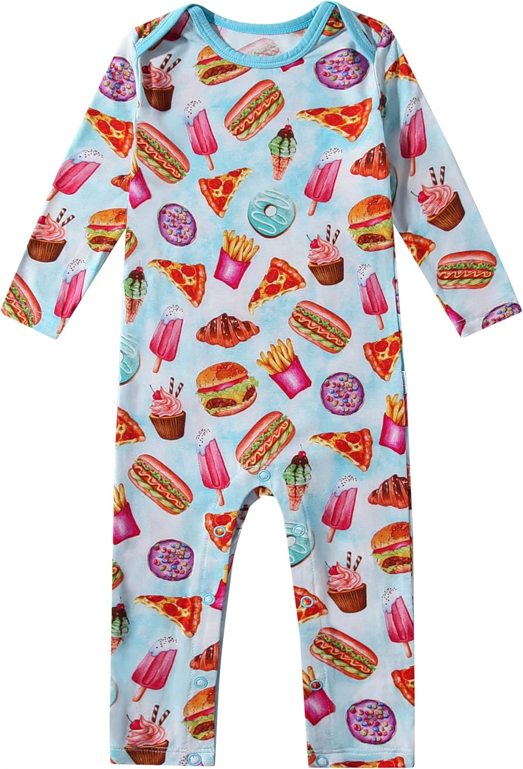 رامپرز آستین بلند نوزادی بامبو باد دخترانه پسرانه، لباس خواب چسبان نوزادی ویسکوز بامبو