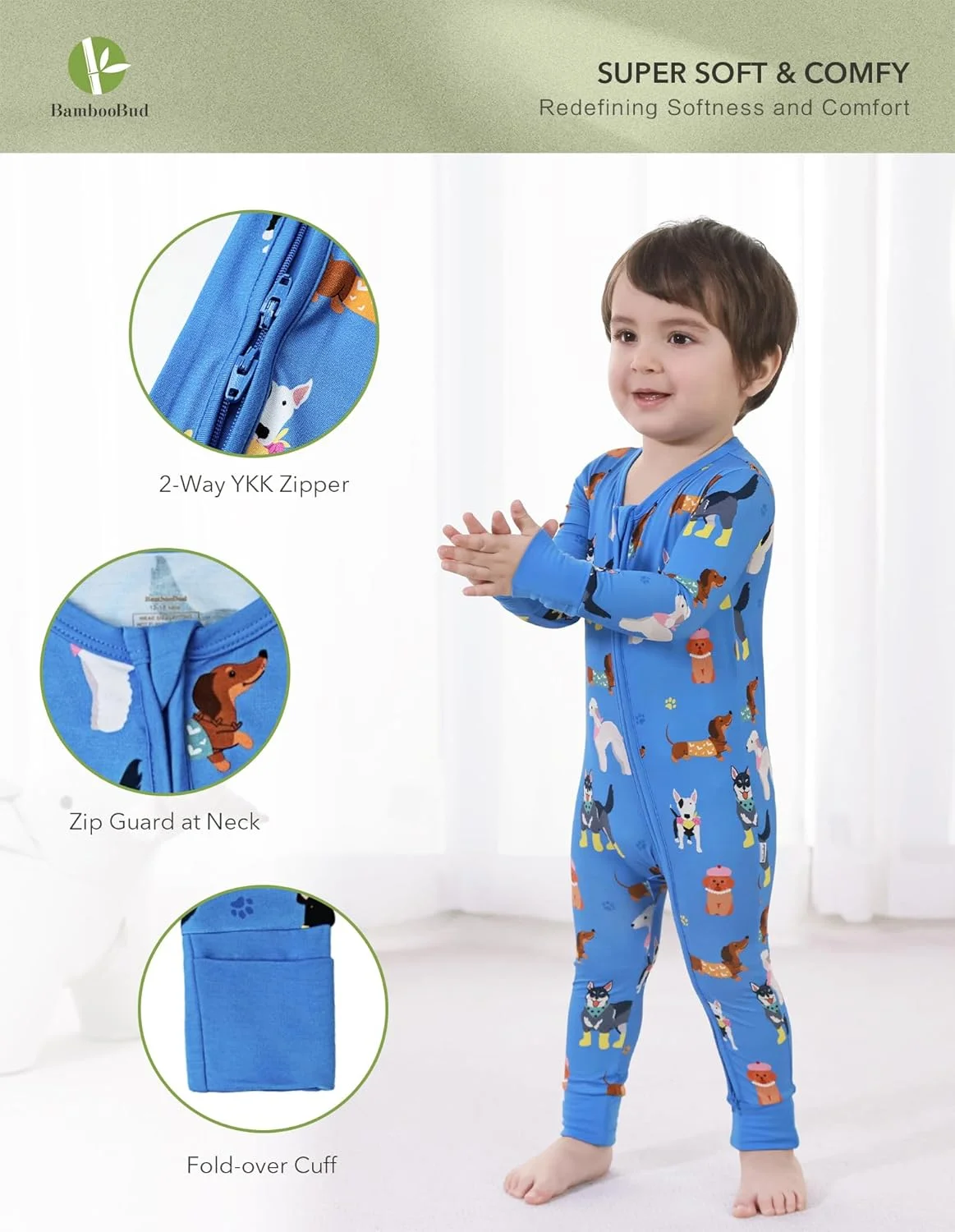 رامپرز زیپ دار نوزادی بامبو باد، لباس خواب، سرهمی آستین بلند، رامپر زیپ دار نوزاد - ویسکوز بامبو رامپرز زیپ دار نوزادی بامبو باد، لباس خواب، سرهمی آستین بلند، رامپر زیپ دار نوزاد - ویسکوز بامبو