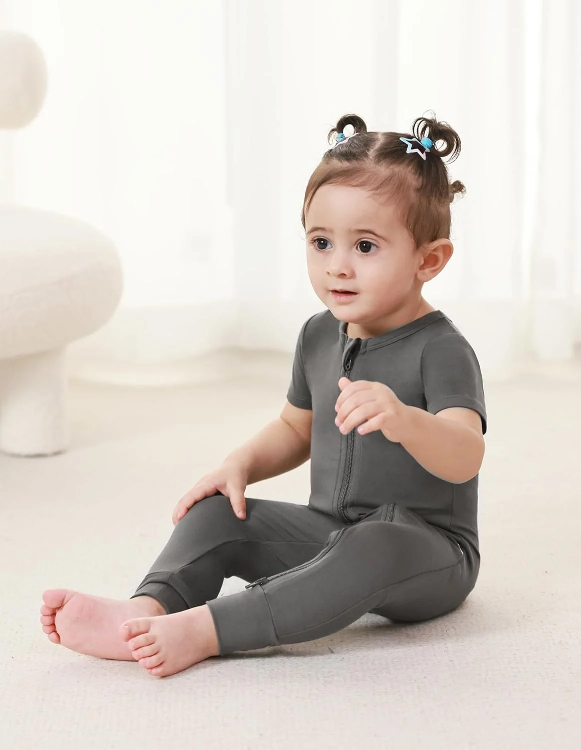 رامپر نوزادی دخترانه و پسرانه بامبو باد، لباس خواب زیپ دار آستین کوتاه نوزاد، جامپسوت ویسکوز دو تکه رامپر نوزادی دخترانه و پسرانه بامبو باد، لباس خواب زیپ دار آستین کوتاه نوزاد، جامپسوت ویسکوز دو تکه