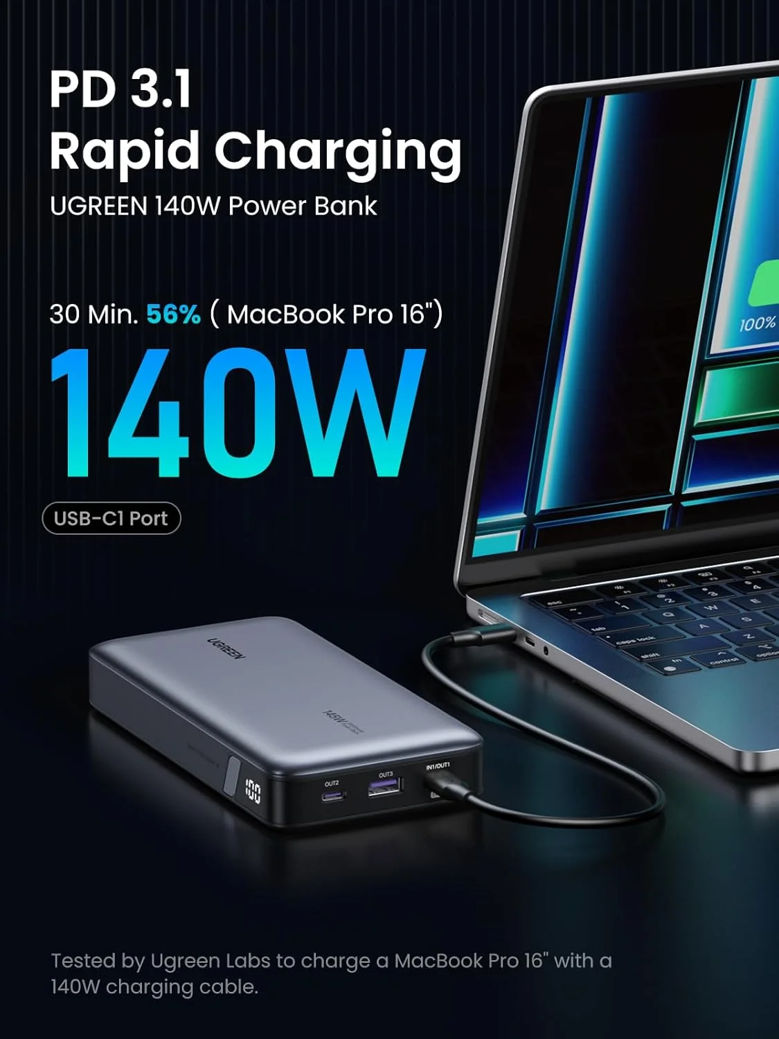 پاور بانک 25000mAh 145W UGREEN شارژر قابل حمل لپ تاپ با خروجی 3 پورت USB C شارژ سریع، بسته باتری نمایشگر دیجیتال هوشمند برای سری آیفون 17، سامسونگ S25U، مک بوک، دل، آیپد، ایرپاد و غیره پاور بانک 25000mAh 145W UGREEN شارژر قابل حمل لپ تاپ با خروجی 3 پورت USB C شارژ سریع، بسته باتری نمایشگر دیجیتال هوشمند برای سری آیفون 17، سامسونگ S25U، مک بوک، دل، آیپد، ایرپاد و غیره