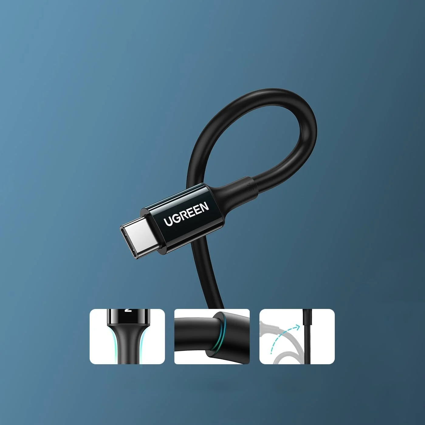 یوگرین - US300 - کابل USB-C/USB-C با سرعت 480 مگابیت بر ثانیه 5 آمپر 2 متری - مشکی