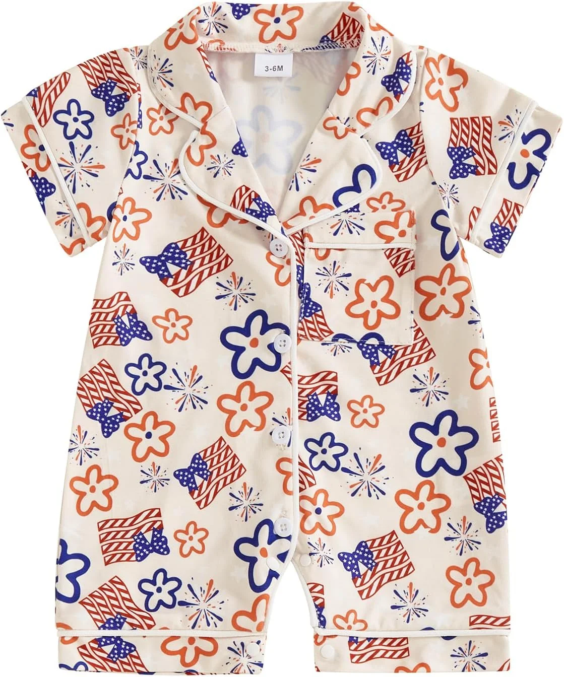 لباس خواب نوزادی تابستانی پسرانه دخترانه دکمه دار رامپر لباس خواب یک تکه نوزاد