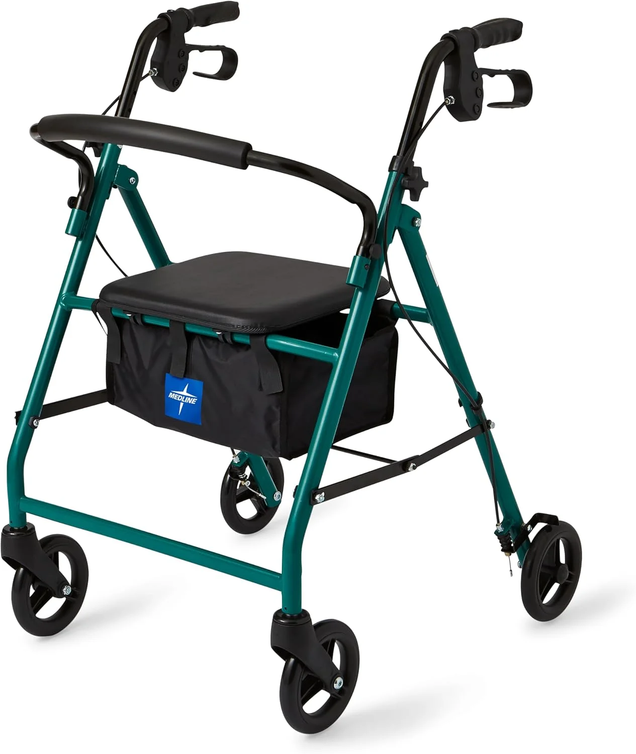 رولیتور فولادی پایه Medline با چرخ های 6 اینچی، سبز