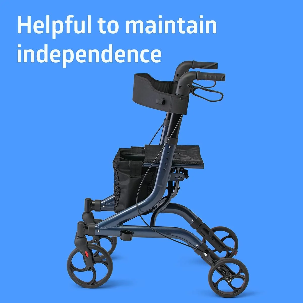 رولیتور تاشو آلومینیومی سبک اروپایی Medline با پشتی، ظرفیت 300 پوند، سرمه ای - برای آسیب های پا و ساق پا و بعد از جراحی، 1 عدد