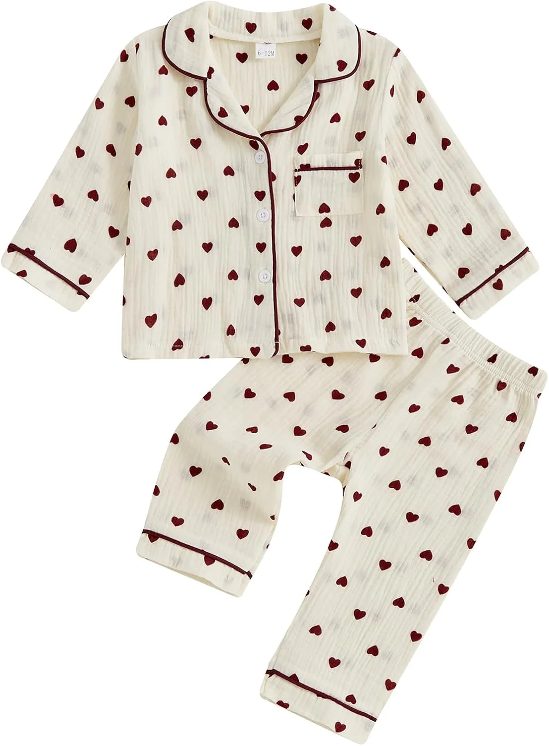 لباس خواب روز ولنتاین نوزاد دخترانه و پسرانه Qianderer، پیراهن آستین بلند با طرح قلب و شلوار الاستیک برای لباس راحتی و خواب