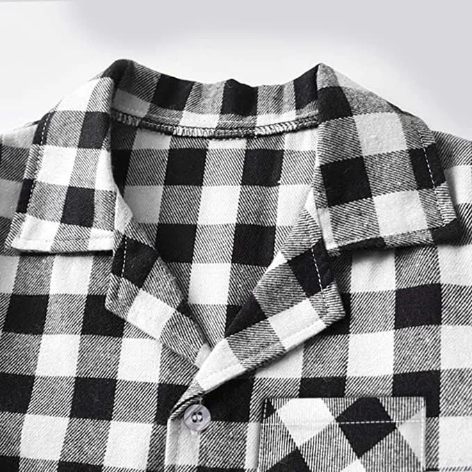 QZH.DUAO لباس خواب کریسمس چهارخانه تعطیلات بچه گانه، ست لباس خواب پسرانه و دخترانه دکمه دار فلانل QZH.DUAO لباس خواب کریسمس چهارخانه تعطیلات بچه گانه، ست لباس خواب پسرانه و دخترانه دکمه دار فلانل