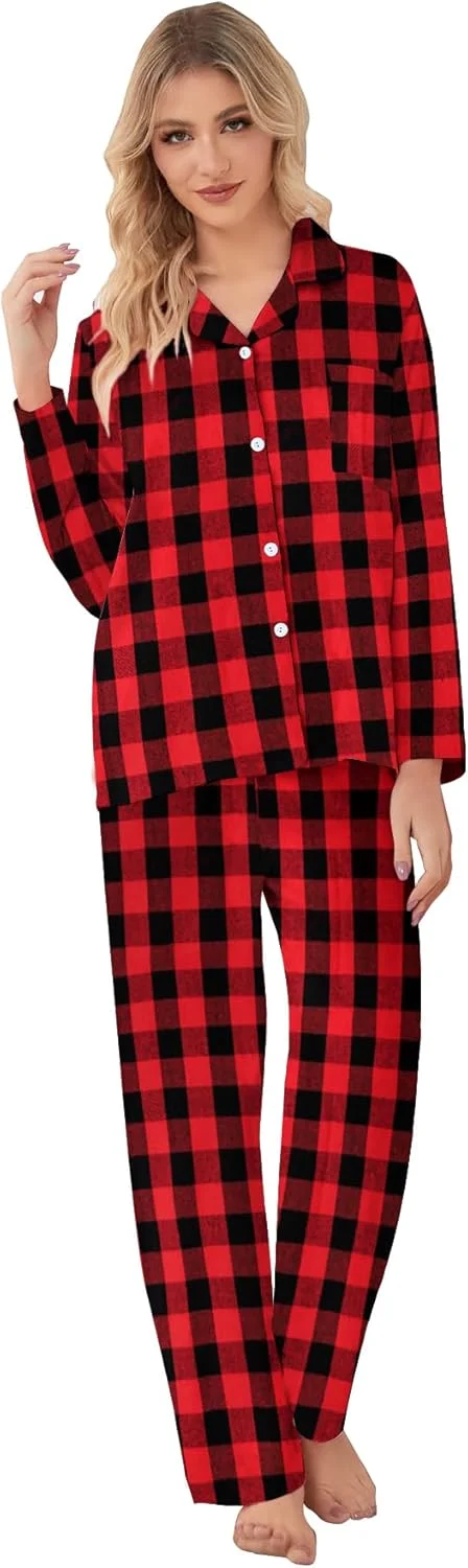 QZH.DUAO ست لباس خواب و راحتی شطرنجی 2 تکه پسرانه و دخترانه، مشکی قرمز، 2-3 سال = برچسب 100A