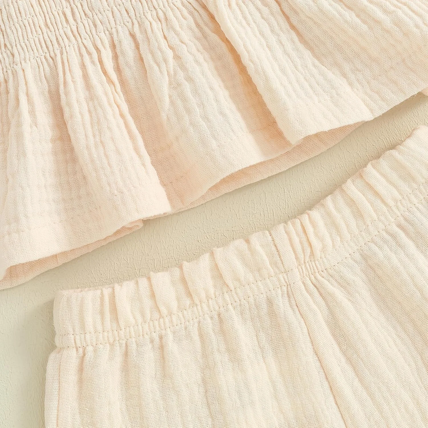 لباس تابستانی دخترانه بچه گانه Rtnnsbbfcm، تاپ بدون آستین چین دار و شلوار توری، ست 2 تکه لباس تابستانی دخترانه بچه گانه Rtnnsbbfcm، تاپ بدون آستین چین دار و شلوار توری، ست 2 تکه