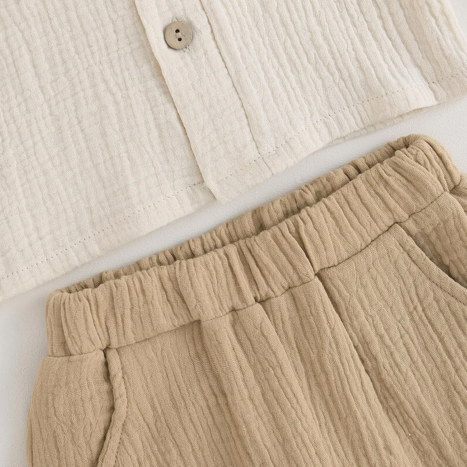 ست لباس پسرانه موسلینی Yassiglia، لباس پاییزی دو تکه برای کودکان، شامل پیراهن آستین بلند و شلوار نرم ست لباس پسرانه موسلینی Yassiglia، لباس پاییزی دو تکه برای کودکان، شامل پیراهن آستین بلند و شلوار نرم