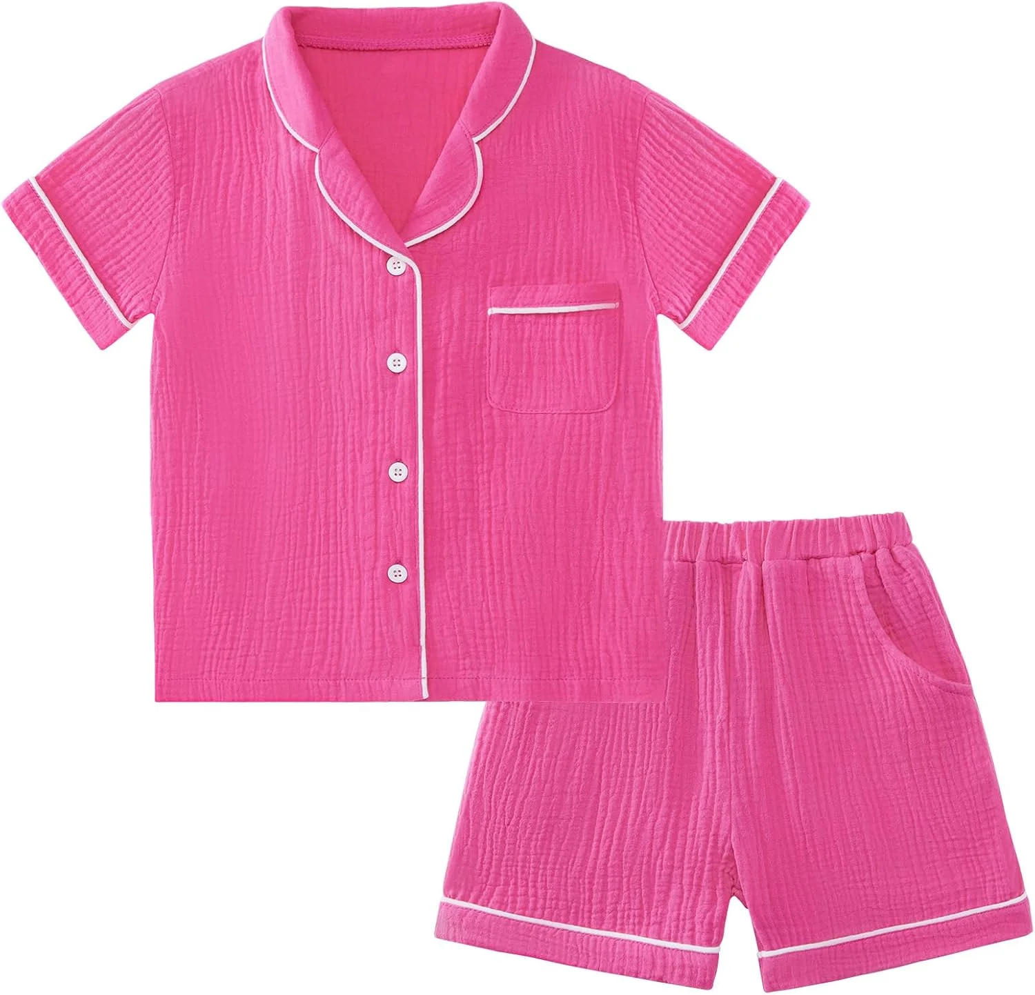 Weixinbuy ست پیژامه دخترانه دکمه دار، ست لباس خواب پنبه ای، لباس خواب، لباس راحتی، ست 2 تکه برای دختر و پسر Weixinbuy ست پیژامه دخترانه دکمه دار، ست لباس خواب پنبه ای، لباس خواب، لباس راحتی، ست 2 تکه برای دختر و پسر