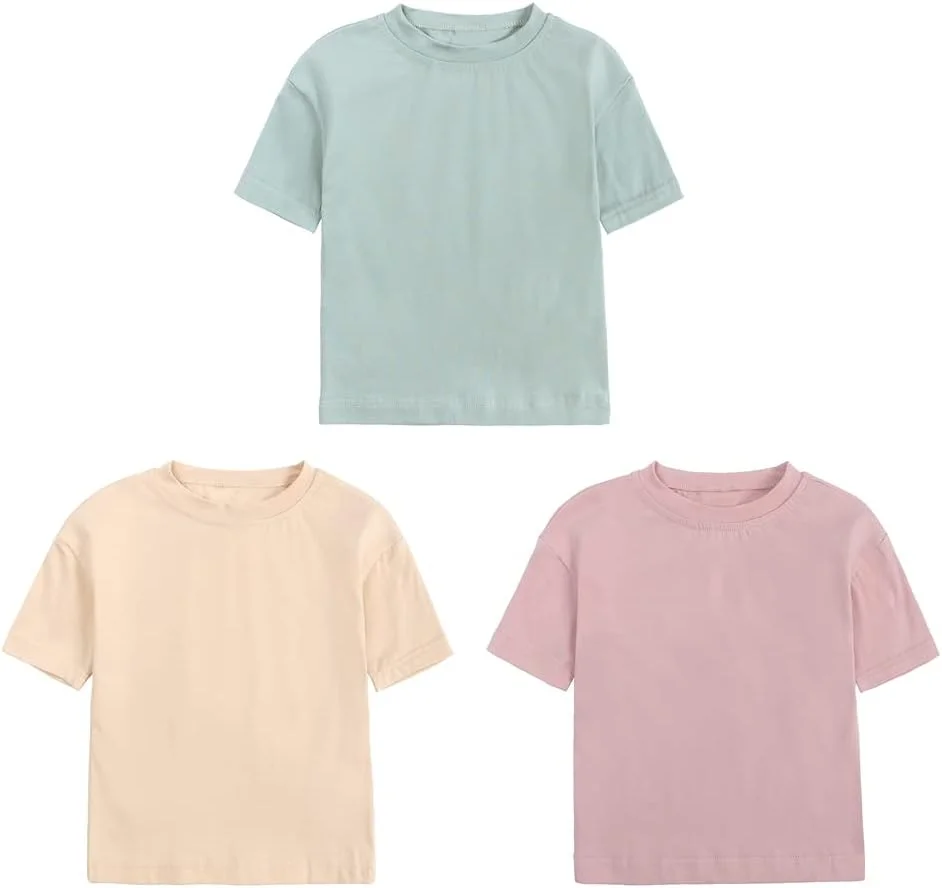 ZFTTZYMX تی شرت های آستین کوتاه یقه گرد پسرانه و دخترانه، لباس های غیر رسمی، تاپ های پنبه ای تابستانی برای کودکان نوپا ZFTTZYMX تی شرت های آستین کوتاه یقه گرد پسرانه و دخترانه، لباس های غیر رسمی، تاپ های پنبه ای تابستانی برای کودکان نوپا