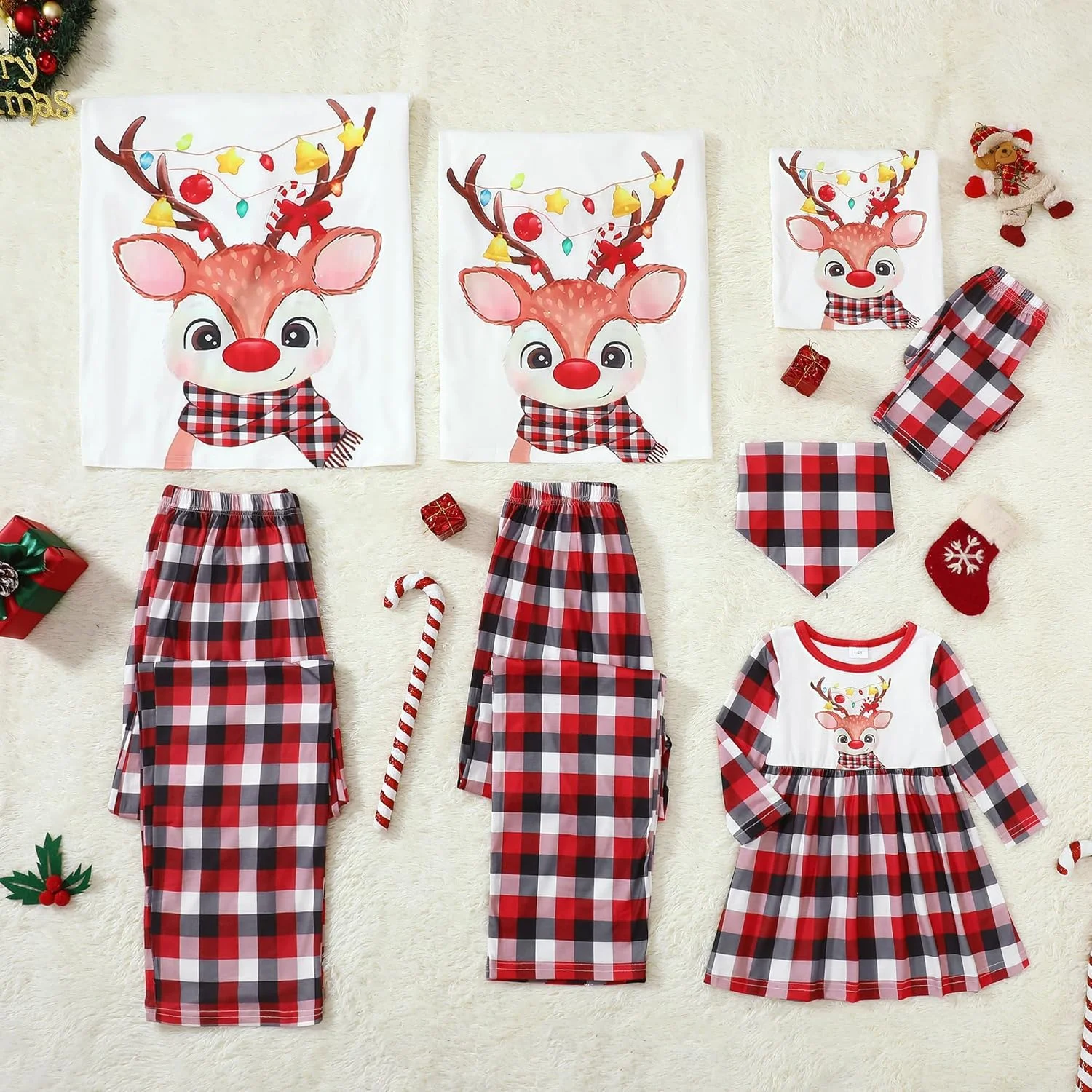 YOUNGER TREE ست لباس خواب کریسمس خانوادگی، تاپ طرح دار، شلوار چهارخانه، لباس راحتی، لباس خواب کریسمس، لباس خواب تعطیلات خانوادگی YOUNGER TREE ست لباس خواب کریسمس خانوادگی، تاپ طرح دار، شلوار چهارخانه، لباس راحتی، لباس خواب کریسمس، لباس خواب تعطیلات خانوادگی