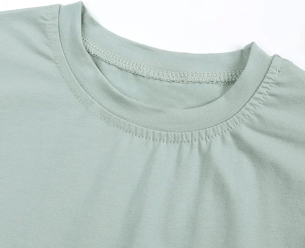 ZFTTZYMX تی شرت های آستین کوتاه یقه گرد پسرانه و دخترانه، لباس های غیر رسمی، تاپ های پنبه ای تابستانی برای کودکان نوپا ZFTTZYMX تی شرت های آستین کوتاه یقه گرد پسرانه و دخترانه، لباس های غیر رسمی، تاپ های پنبه ای تابستانی برای کودکان نوپا