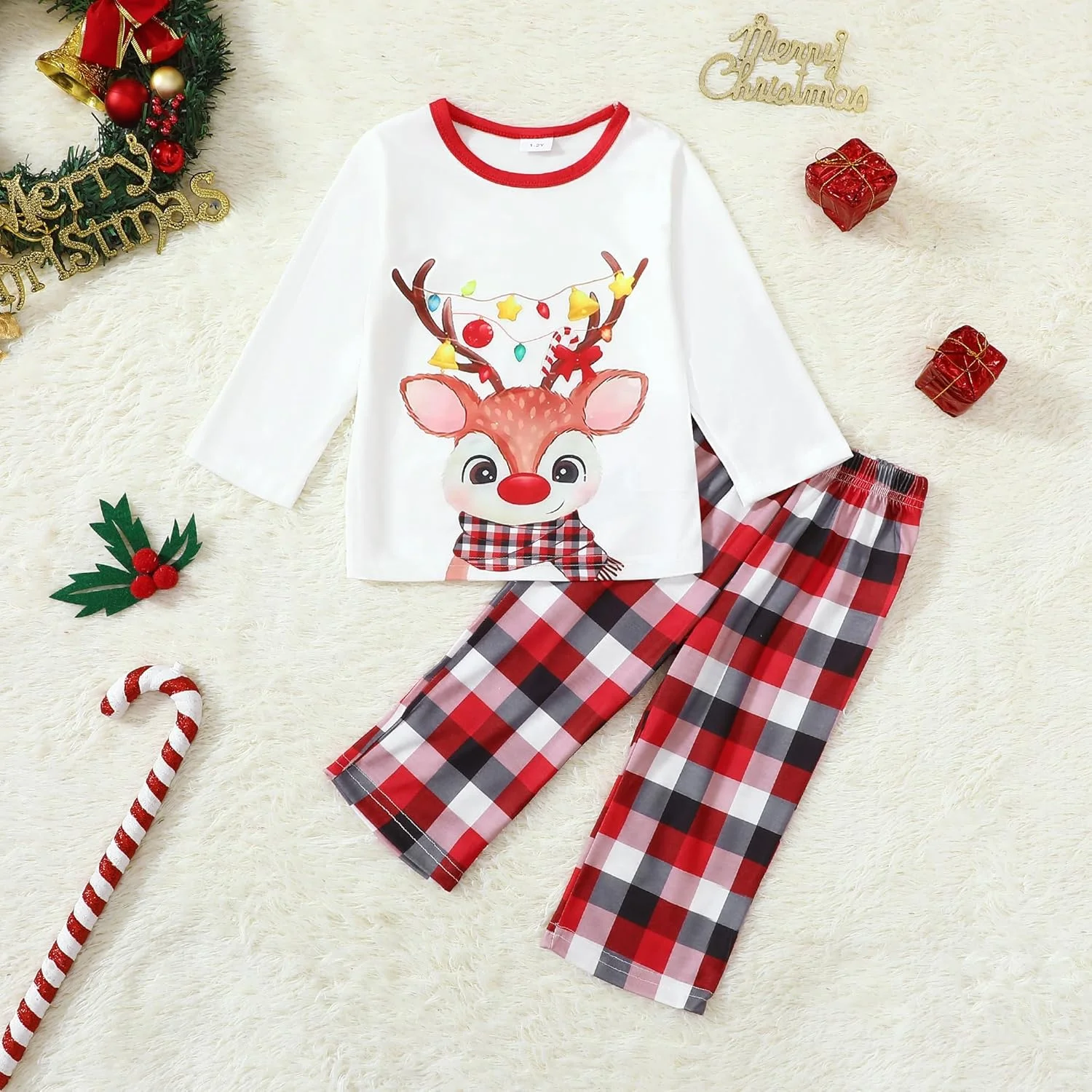 YOUNGER TREE ست لباس خواب کریسمس خانوادگی، تاپ طرح دار، شلوار چهارخانه، لباس راحتی، لباس خواب کریسمس، لباس خواب تعطیلات خانوادگی YOUNGER TREE ست لباس خواب کریسمس خانوادگی، تاپ طرح دار، شلوار چهارخانه، لباس راحتی، لباس خواب کریسمس، لباس خواب تعطیلات خانوادگی